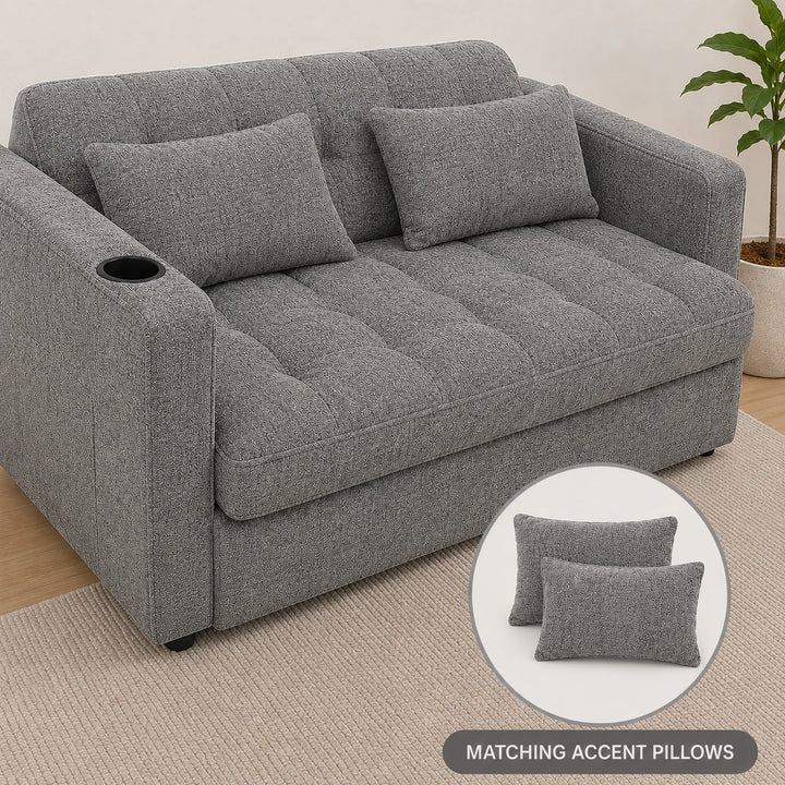 Aspire Fabric Upholstered Sofa Bed With USB Charging Ports - Grey
