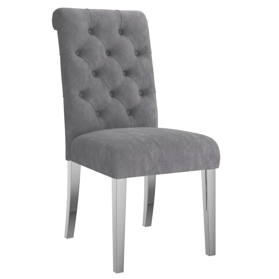 Chloe Side Chair, Set of 2 in Grey and Silver
