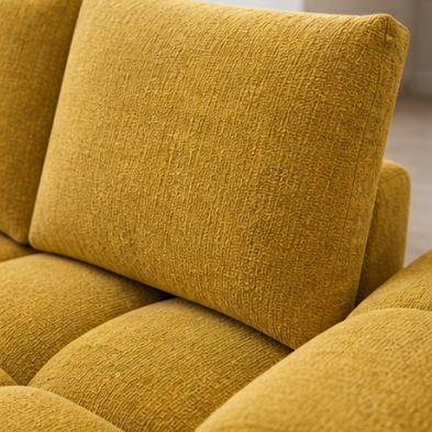 Zara Yellow 2-Seater Loveseat In Fabric Upholstery