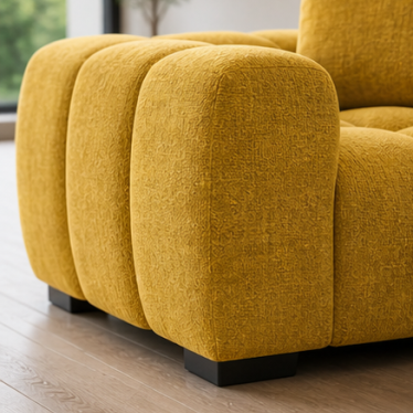 Zara Yellow 2-Seater Loveseat In Fabric Upholstery