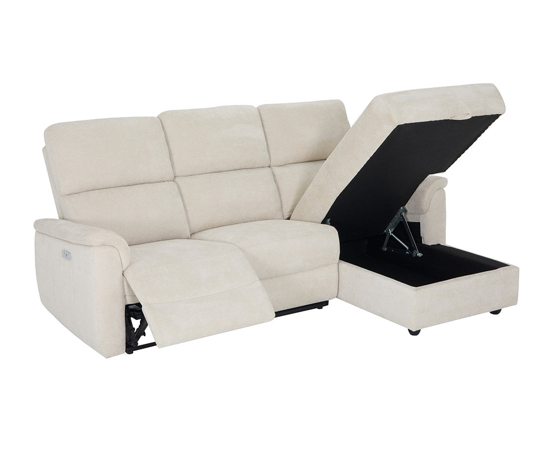 Loid Fabric Upholstered Beige Recliner Sectional With Chaise