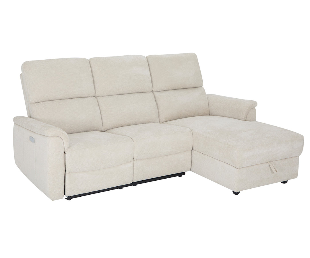 Loid Fabric Upholstered Beige Recliner Sectional With Chaise