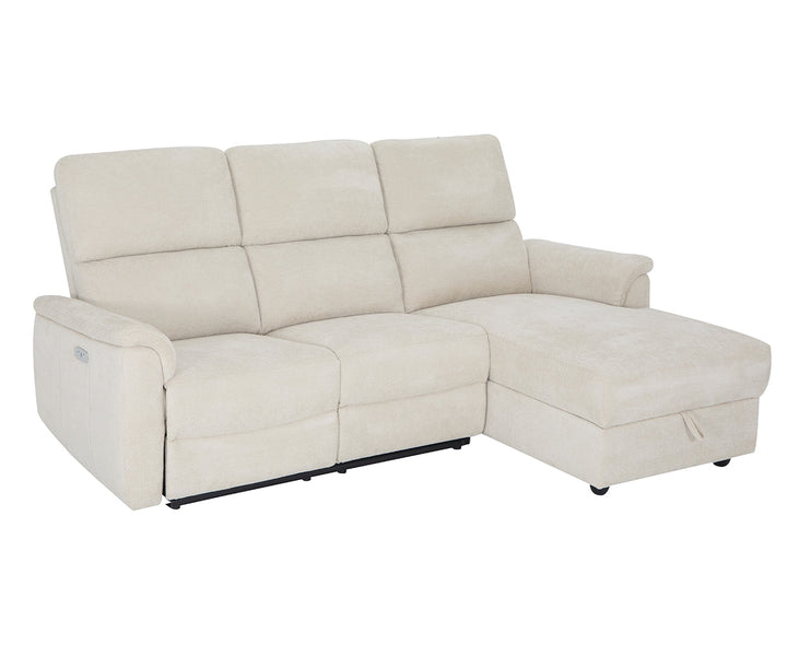 Loid Fabric Upholstered Beige Recliner Sectional With Chaise