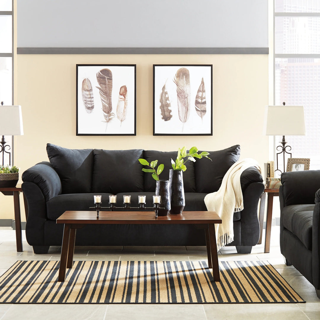 7500838 Darcy Stationary Sofa In Fabric Upholstery - Black | Signature Design By Ashley