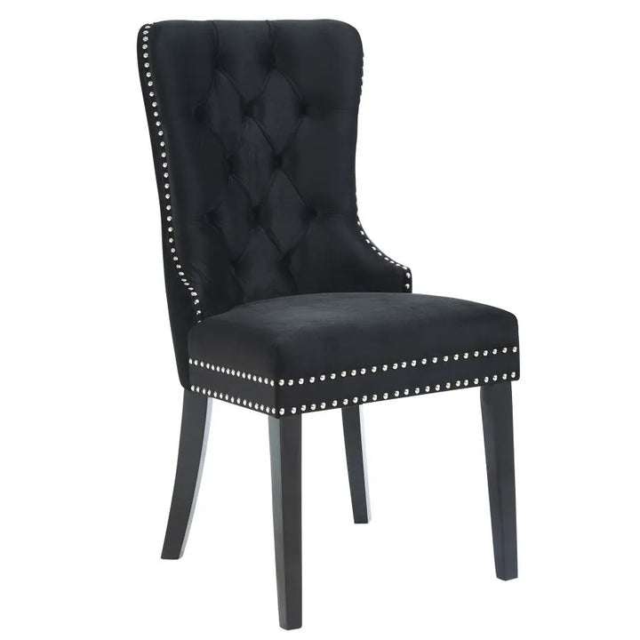 Rizzo Side Chair, Velvet, Set of 2 in Black