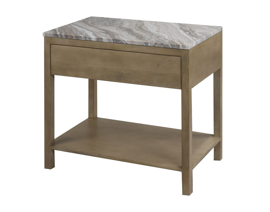 Vorex Solid Wooden Nightstand With Open Storage Shelf