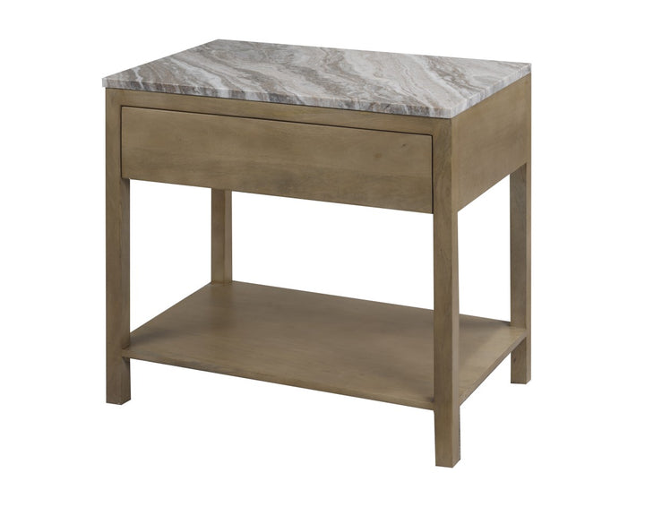 Vorex Solid Wooden Nightstand With Open Storage Shelf