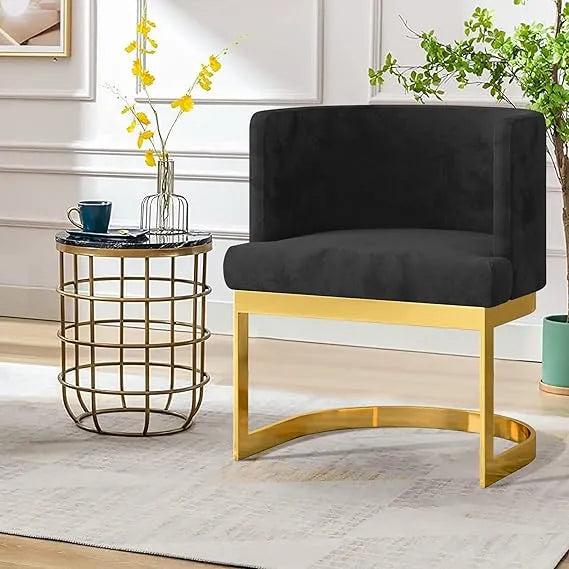 Caffrey Black Velvet Dining Chair Gold Base