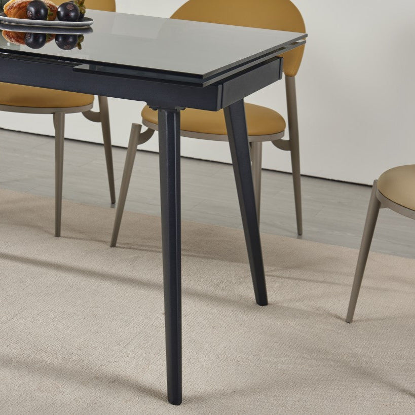 Hexon Extendable Dining Table With Tempered Glass Top - Black