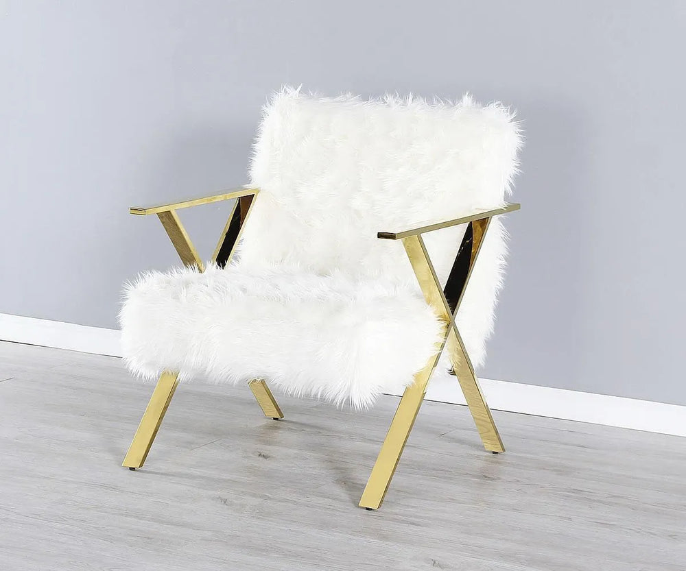 Modern Feather White Accent Chair
