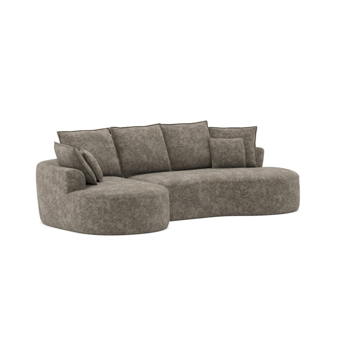 Miar Brown L-Shaped Sectional Sofa In Fabric Upholstery With Chaise