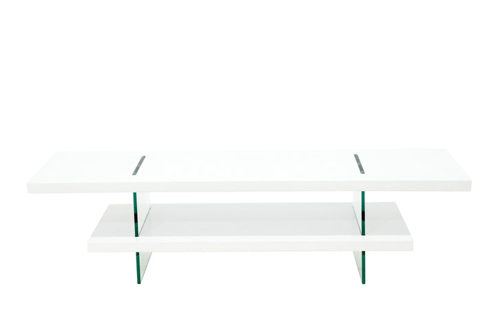 Crest Stylish TV Stand With Tempered Glass Frame - White