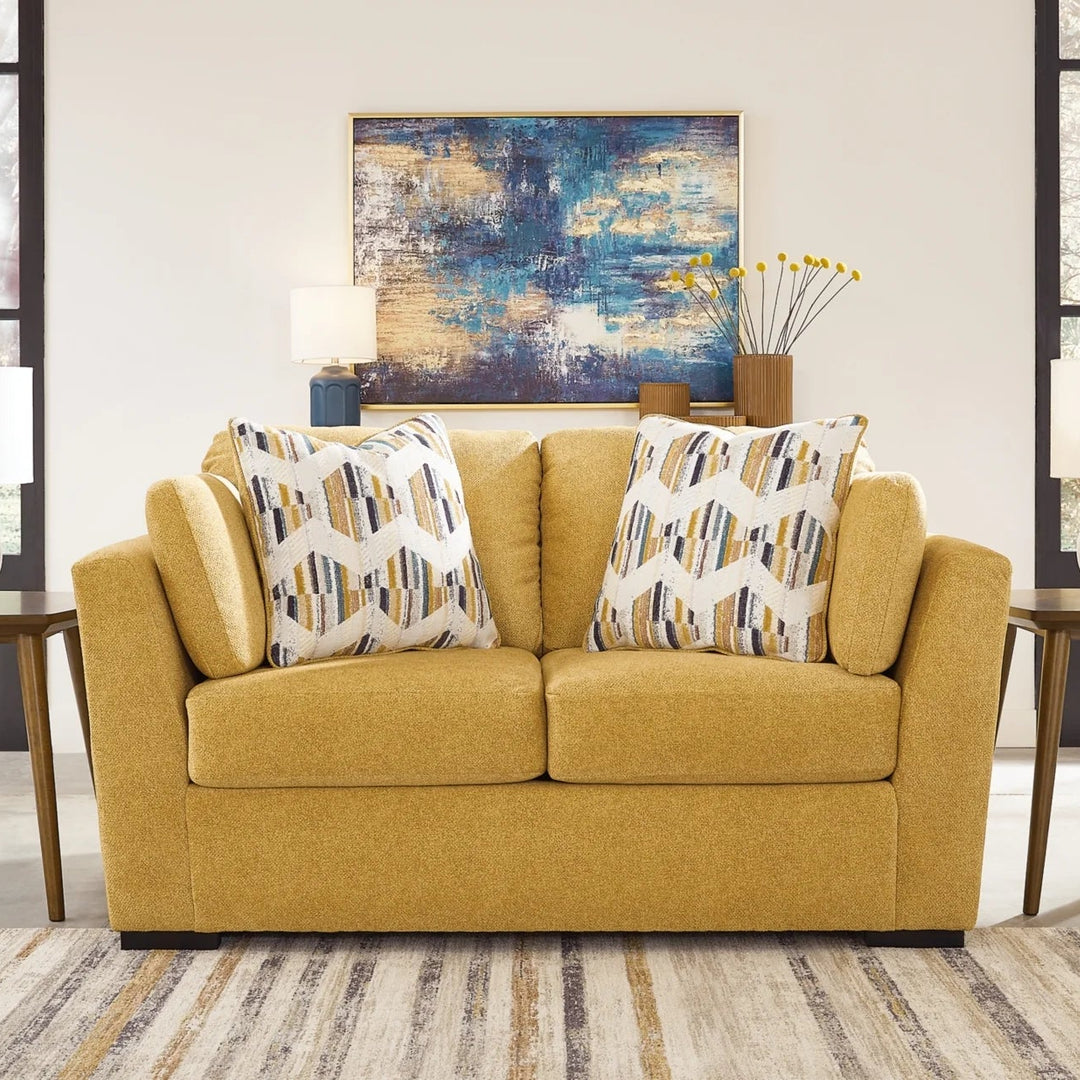 6750635 Keerwick Loveseat In Fabric Upholstery - Sunflower | Signature Design By Ashley