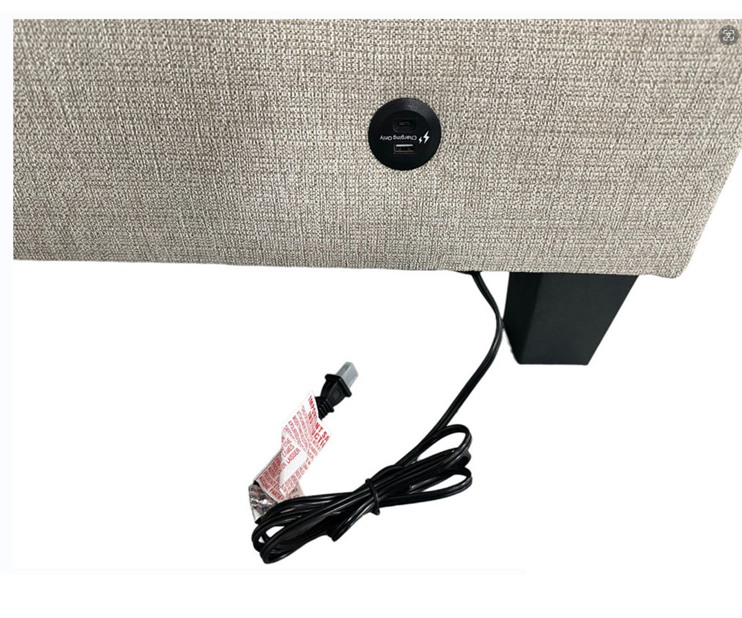 Welson Almond Sectional Sofa In Fabric Upholstery With Built-In USB Charging Ports