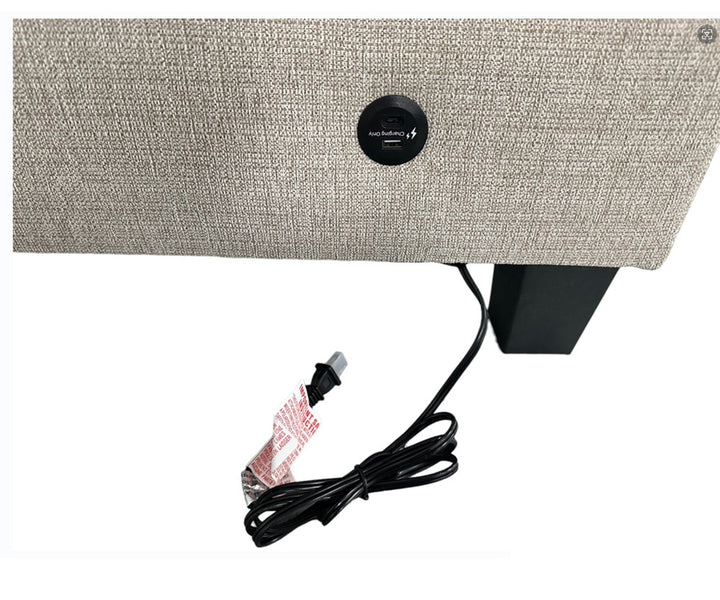 Welson Almond Sectional Sofa In Fabric Upholstery With Built-In USB Charging Ports