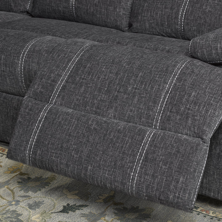Griddy Relaxing Recliner Sofa With Soft Polyester Fabric Upholstery - Grey