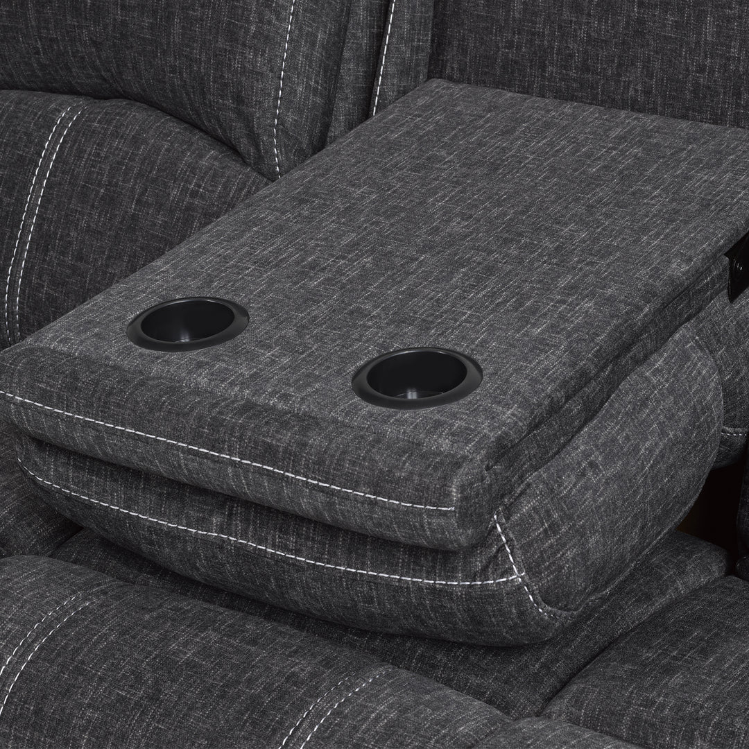 Griddy Relaxing Recliner Sofa With Soft Polyester Fabric Upholstery - Grey