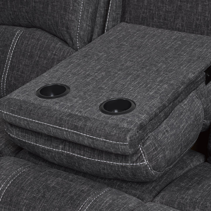 Griddy Relaxing Recliner Sofa With Soft Polyester Fabric Upholstery - Grey