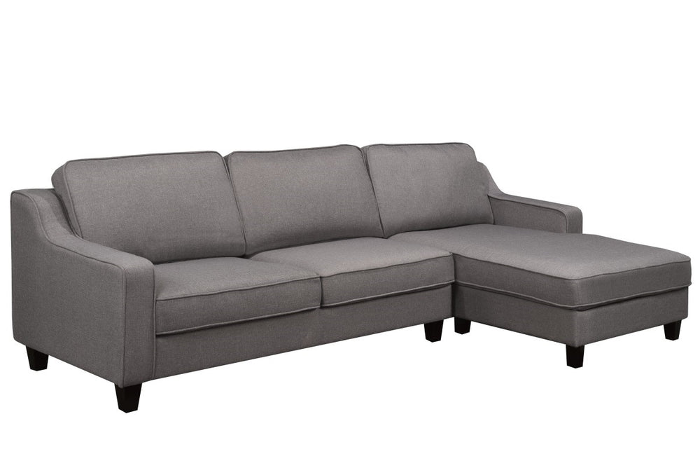 RHF Mila Sectional - Grey | Contemporary Design, Ultra-Comfortable Seating, Piping Fabric Trim | 100% Polyester Fabric Cover | Splayed Legs | LTL Shipping