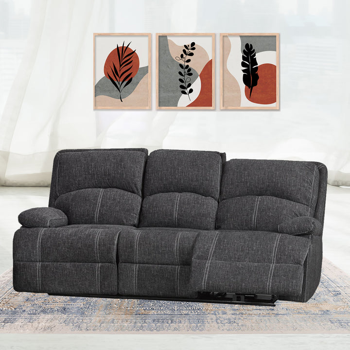 Griddy Relaxing Recliner Sofa With Soft Polyester Fabric Upholstery - Grey