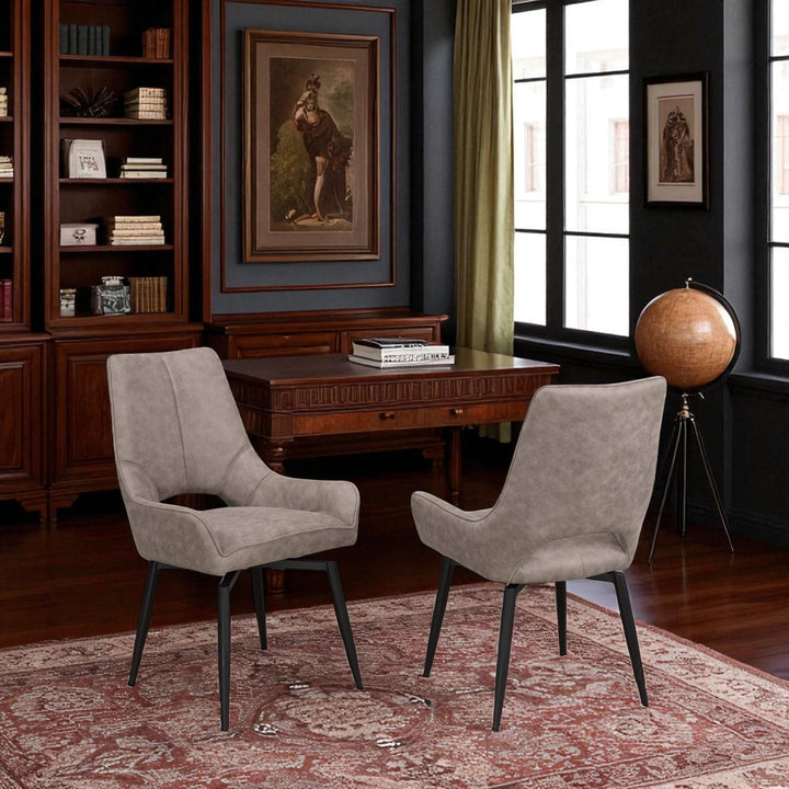 Halix Fabric Upholstered Dining Chair With Swivel Base (Set of 2) - Antique Grey