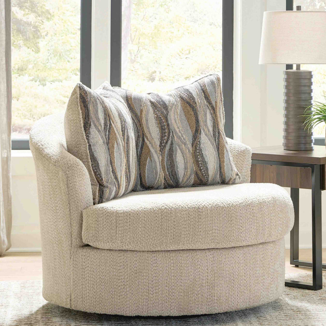 PC6960544 Lofwood Swivel Accent Chair In Fabric Upholstery - Oatmeal | Signature Design By Ashley