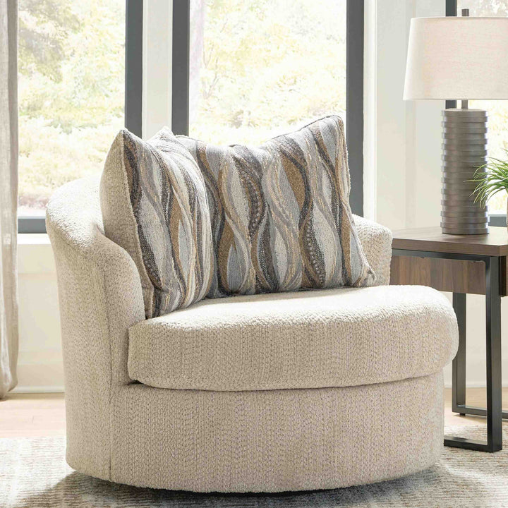 PC6960544 Lofwood Swivel Accent Chair In Fabric Upholstery - Oatmeal | Signature Design By Ashley