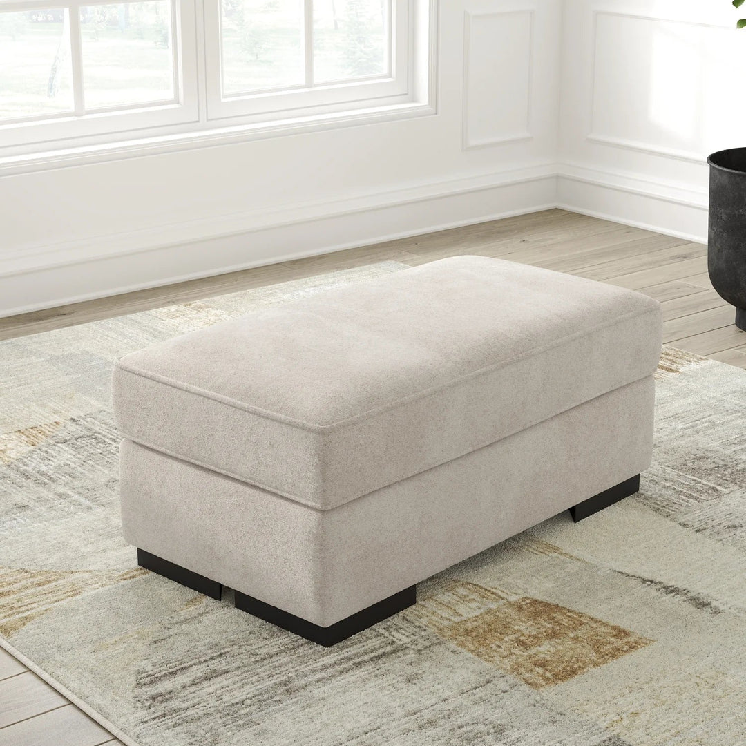 5990214 High Profile Accent Ottoman In Fabric Upholstery - Taupe | Benchcraft By Ashley