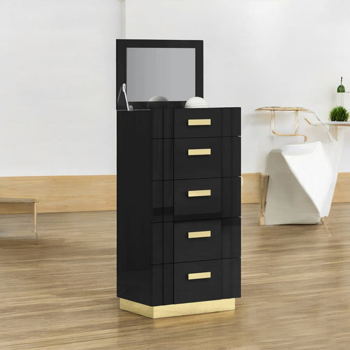 Jedd 5-Drawers Storage Chest With Appealing Black Finish