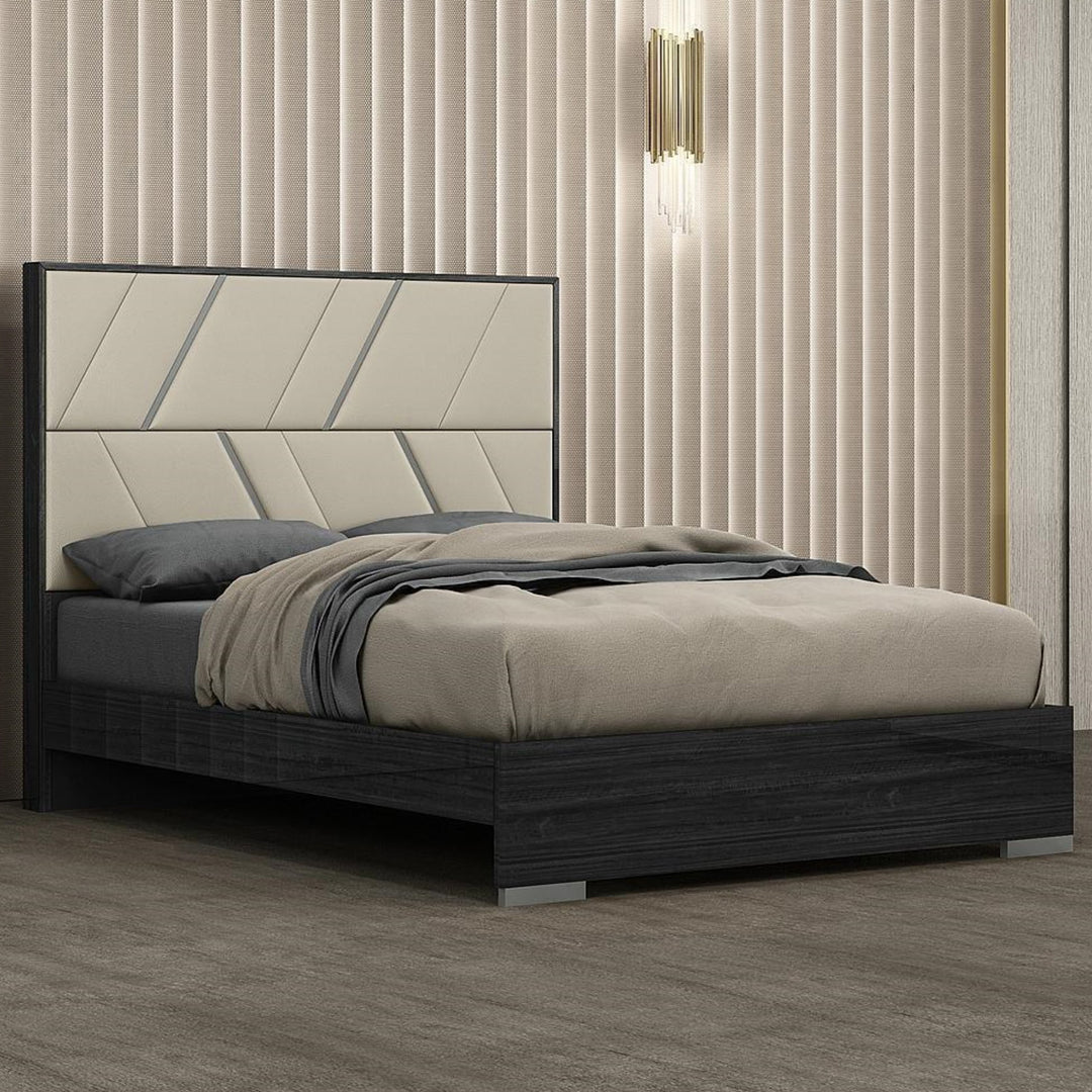 Harper Solid Wood Platform Bed Frame With High Gloss Finish - Grey