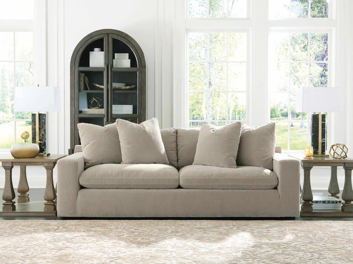 6780838 Maxton Heights Stationary Sofa In Fabric Upholstery - Pebble | Benchcraft By Ashley