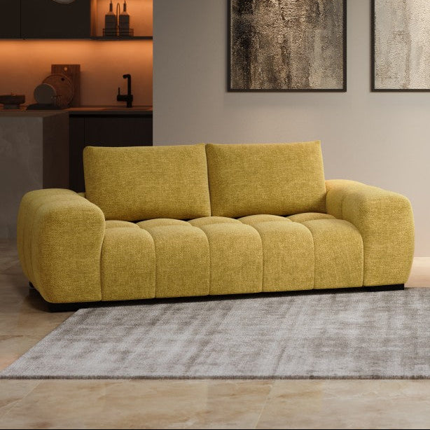 Zara Yellow 3-Seater Sofa In Fabric Upholstery