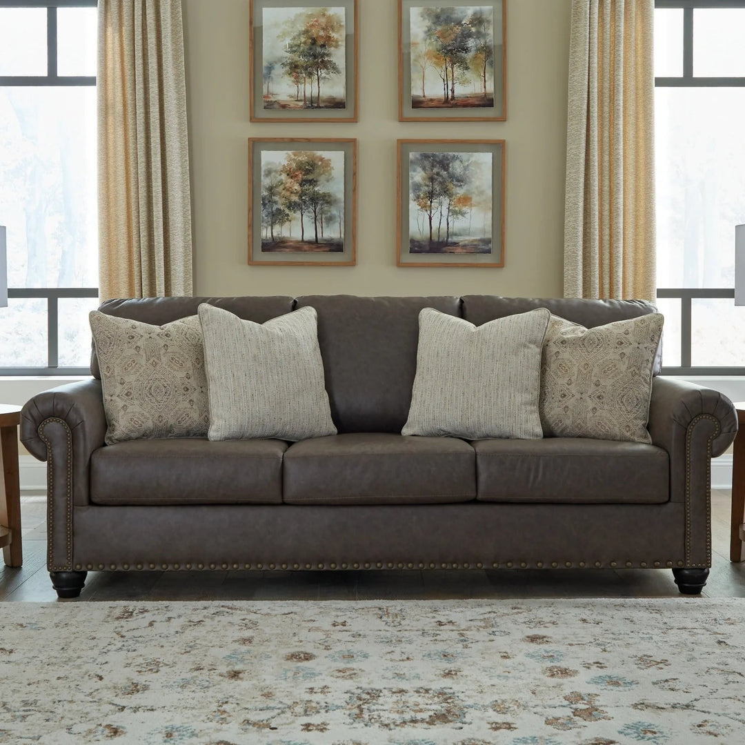 5550338 Roxmere Sofa In Faux Leather Upholstery - Umber | Benchcraft By Ashley