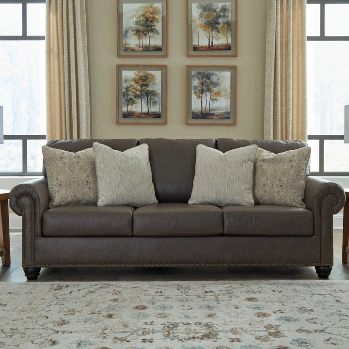 5550338 Roxmere Sofa In Faux Leather Upholstery - Umber | Benchcraft By Ashley
