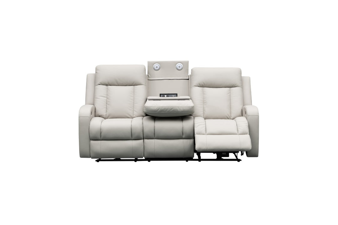 Sudex Beige Power Recliner Sofa in Top Grain Leather
