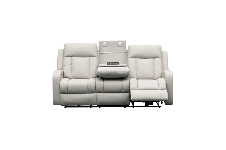 Sudex Beige Power Recliner Sofa in Top Grain Leather