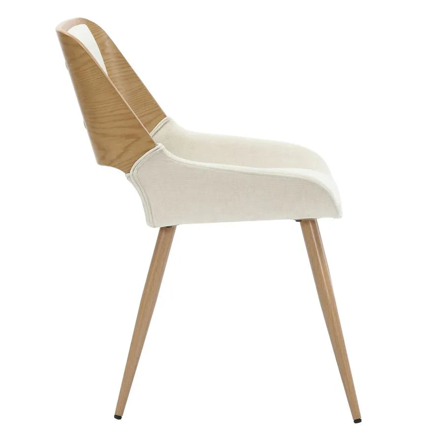 Hudson Dining Chair in Beige Fabric and Natural