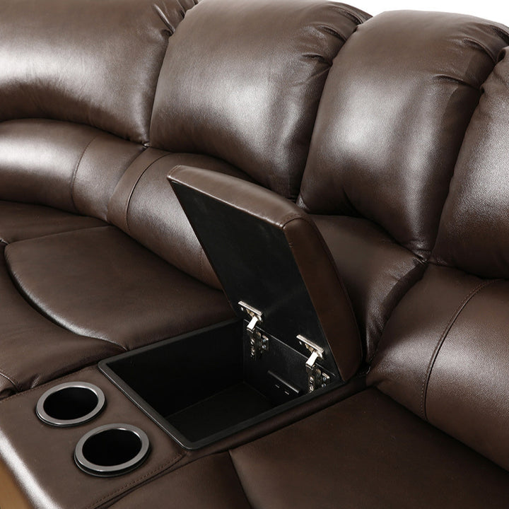 Colton 5-Seater Sectional Recliner In Genuine Leather Match Upholstery - Chocolate