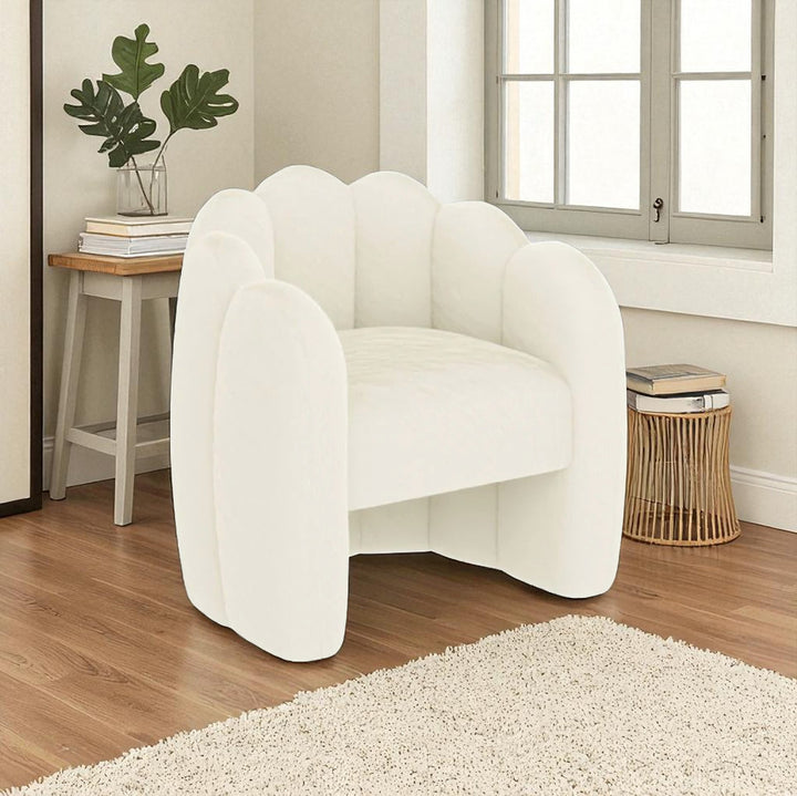Jackson Bucket Style Accent Chair in Faux Fur Upholstery - Ivory