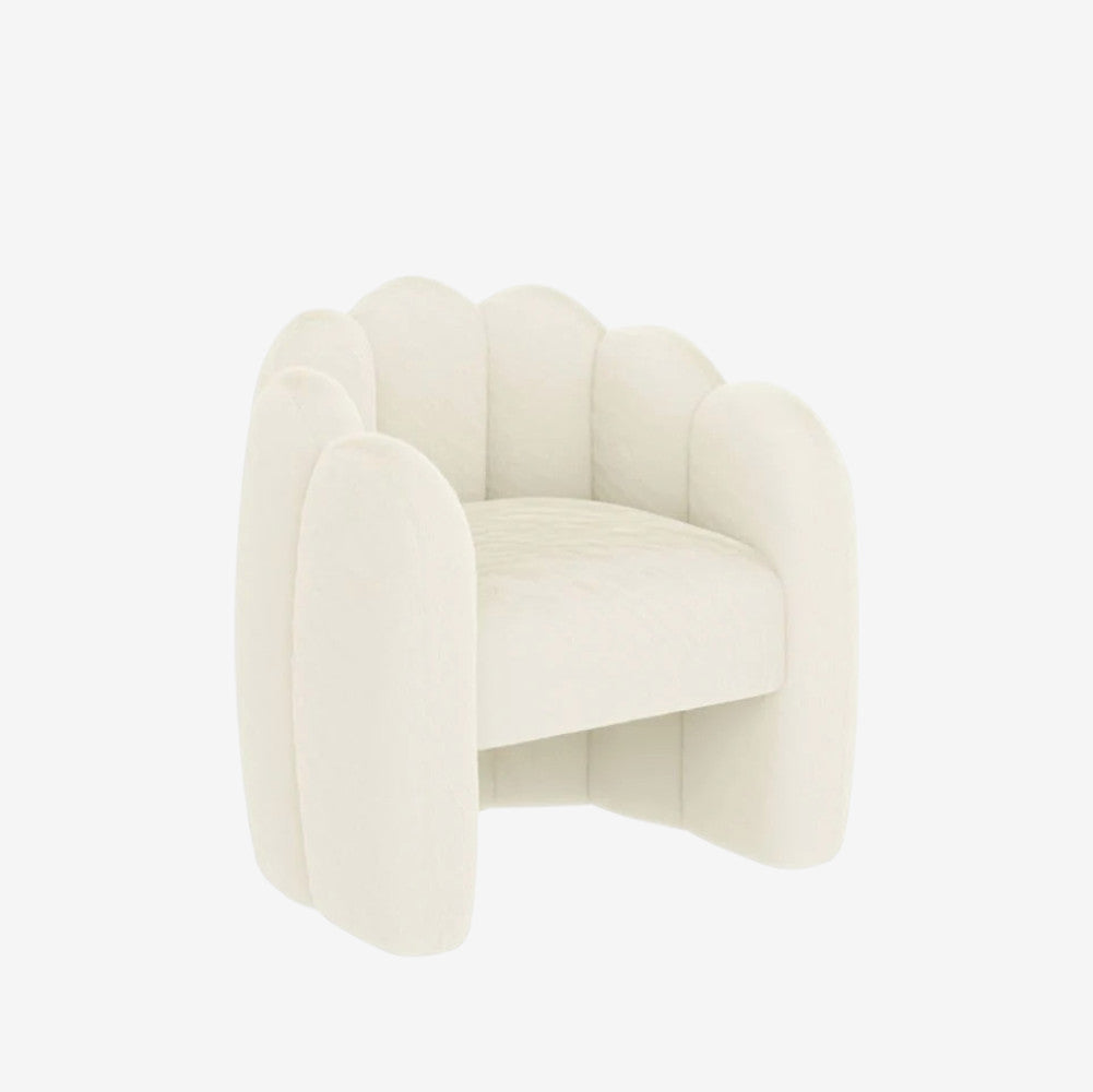 Jackson Bucket Style Accent Chair in Faux Fur Upholstery - Ivory