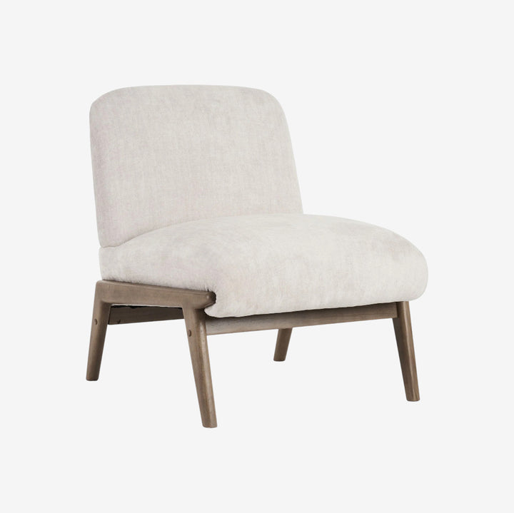 Mira Vintage Style Oversized Accent Chair in Fabric Upholstery - Beige/ Walnut