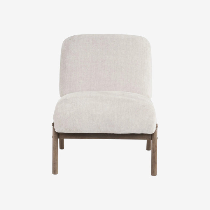 Mira Vintage Style Oversized Accent Chair in Fabric Upholstery - Beige/ Walnut