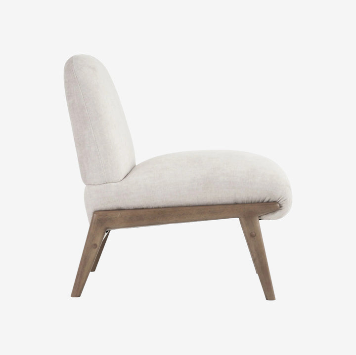 Mira Vintage Style Oversized Accent Chair in Fabric Upholstery - Beige/ Walnut