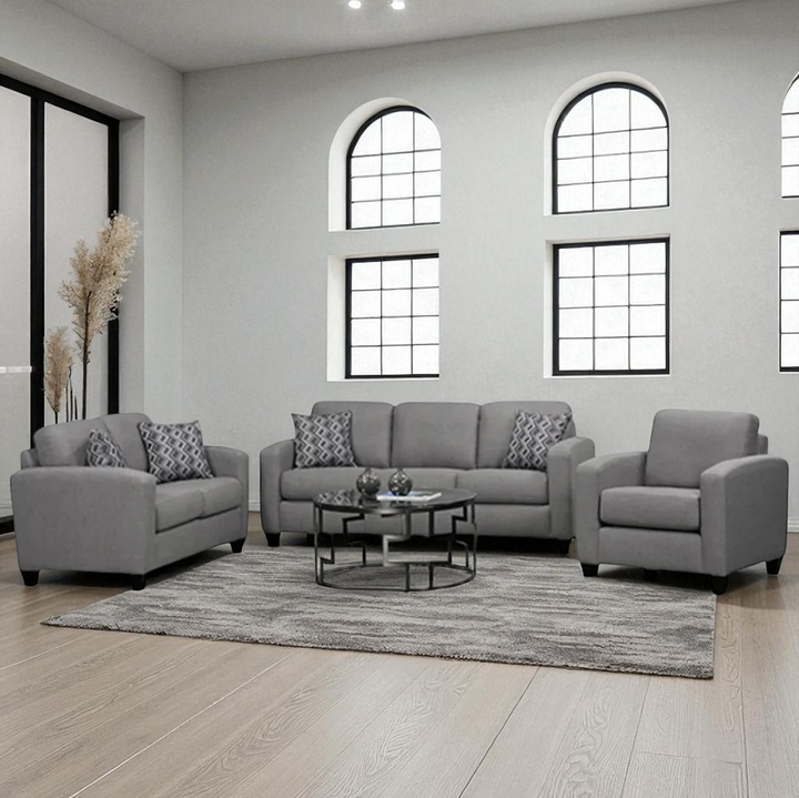 Twilight 3-Piece Transitional Sofa Set In Fabric Upholstery - Grey