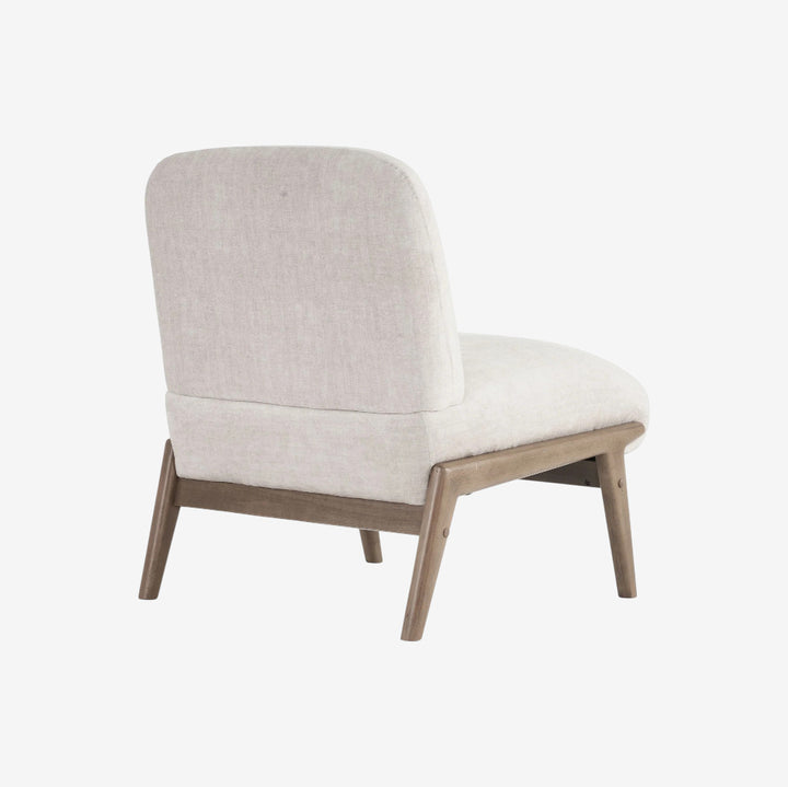 Mira Vintage Style Oversized Accent Chair in Fabric Upholstery - Beige/ Walnut