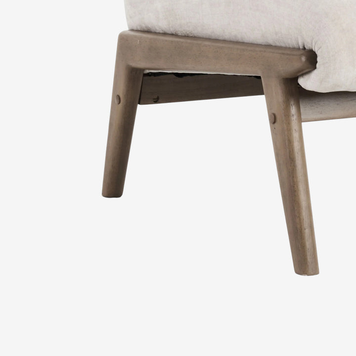 Mira Vintage Style Oversized Accent Chair in Fabric Upholstery - Beige/ Walnut