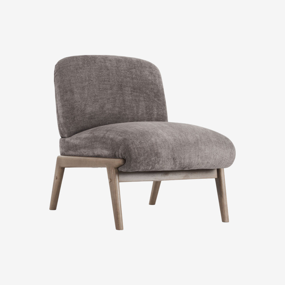 Mira Vintage Style Oversized Accent Chair in Fabric Upholstery - Dark Taupe/ Walnut