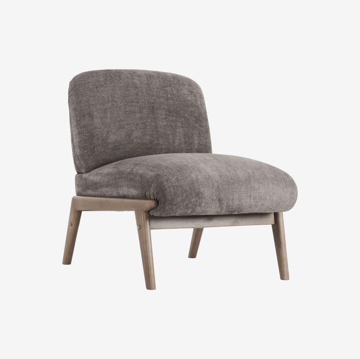 Mira Vintage Style Oversized Accent Chair in Fabric Upholstery - Dark Taupe/ Walnut