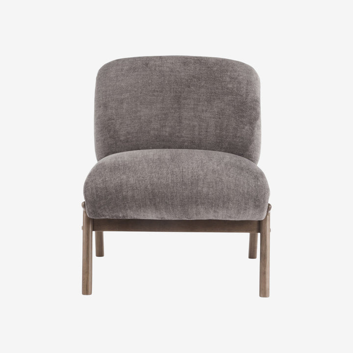 Mira Vintage Style Oversized Accent Chair in Fabric Upholstery - Dark Taupe/ Walnut