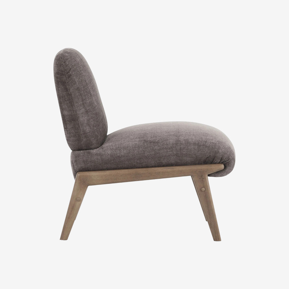 Mira Vintage Style Oversized Accent Chair in Fabric Upholstery - Dark Taupe/ Walnut